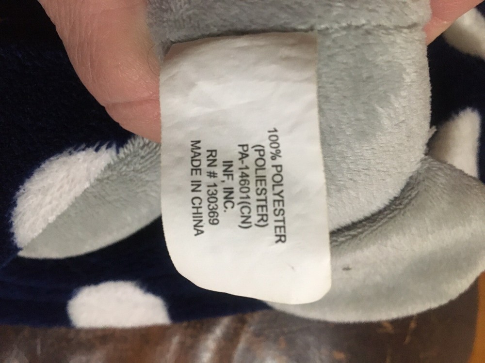 INF INC Gray Elephant Navy With White Dots Security Blanket