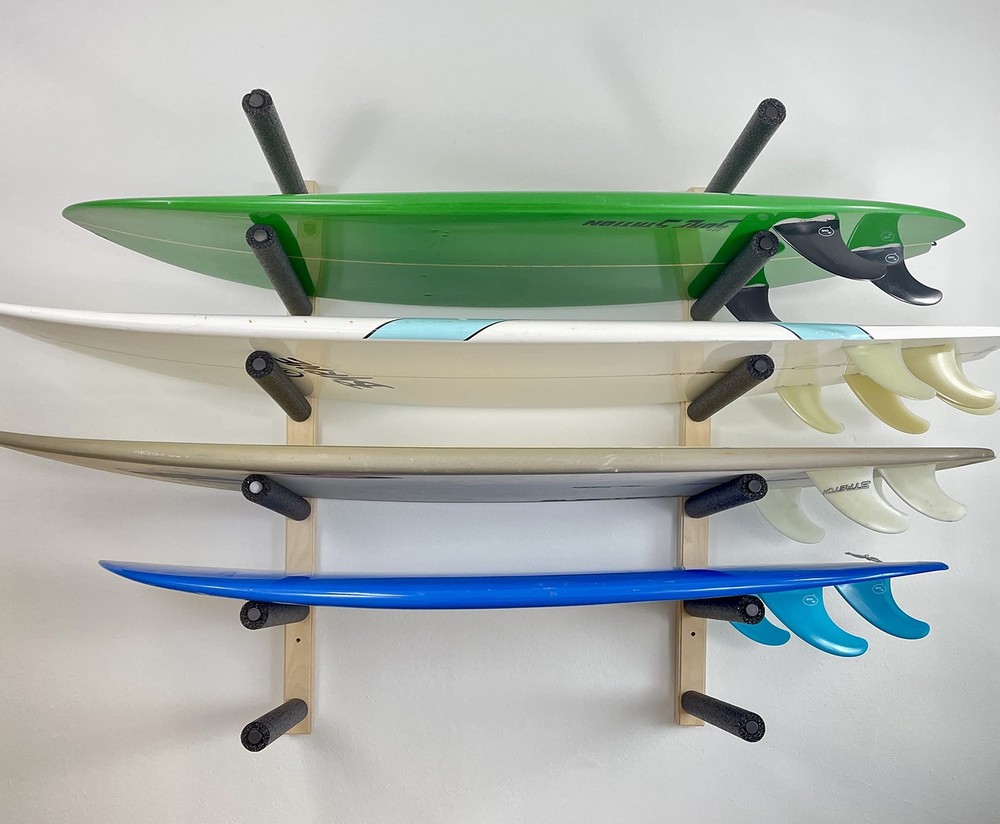 Pro Board Racks Surfboard Wall Rack - Holds 6 Boards, Solid Wood Storage