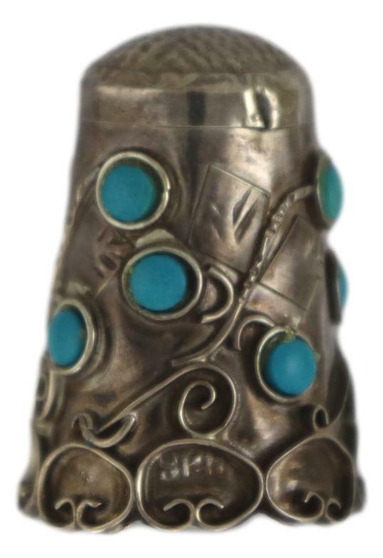 Sterling Silver Thimble set with Turquoise MEXICAN SILVER