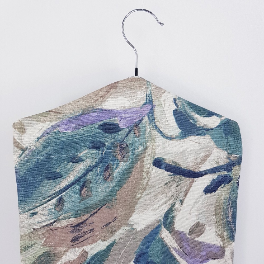 Peg Bag Handmade Blue Beige Abstract Leaf Print Lined Laundry Clothes Peg Holder