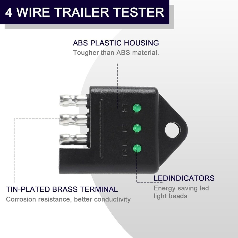 Weather-Resistant 4 Pin Trailer Tester - Ensures Optimal Light Functionality