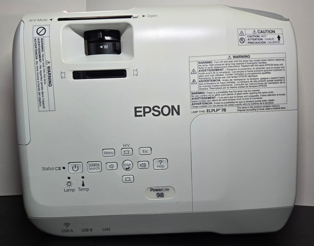 Epson PowerLite 98 3LCD Projector - Tested Working with remote