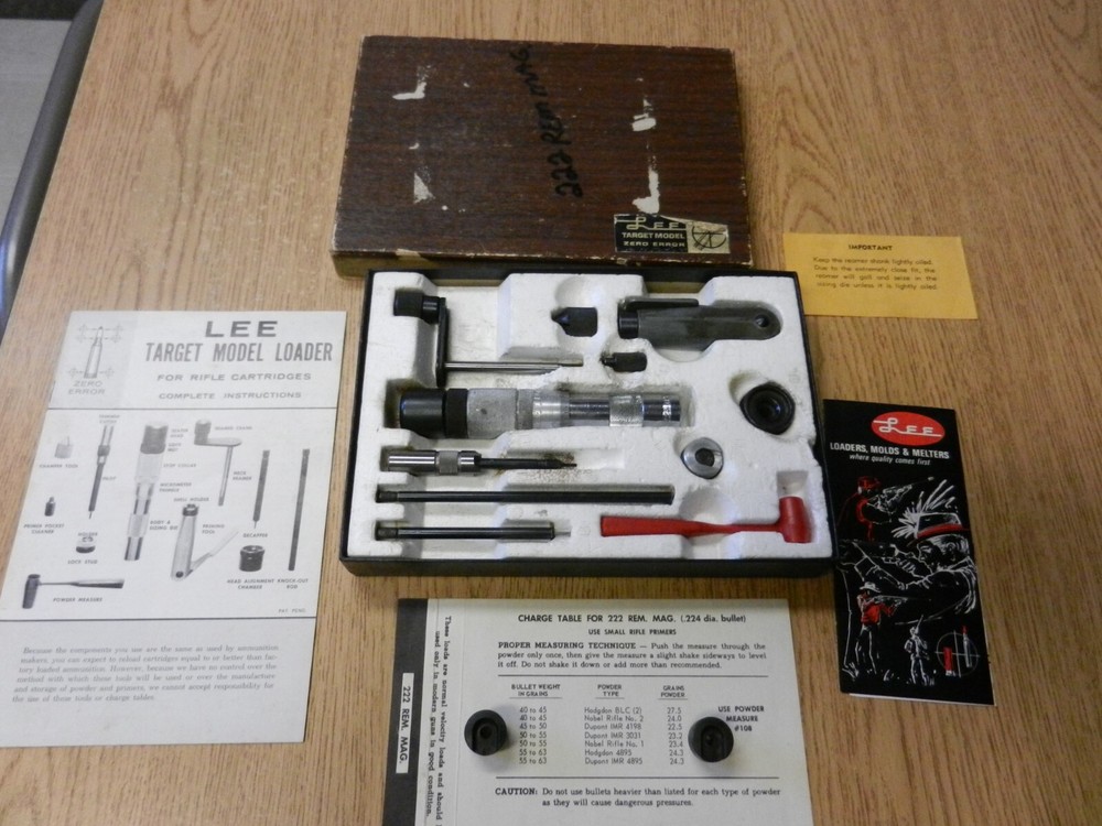 1974 Lee Loader Target Model Zero Error 222 Rem Mag In Original Box