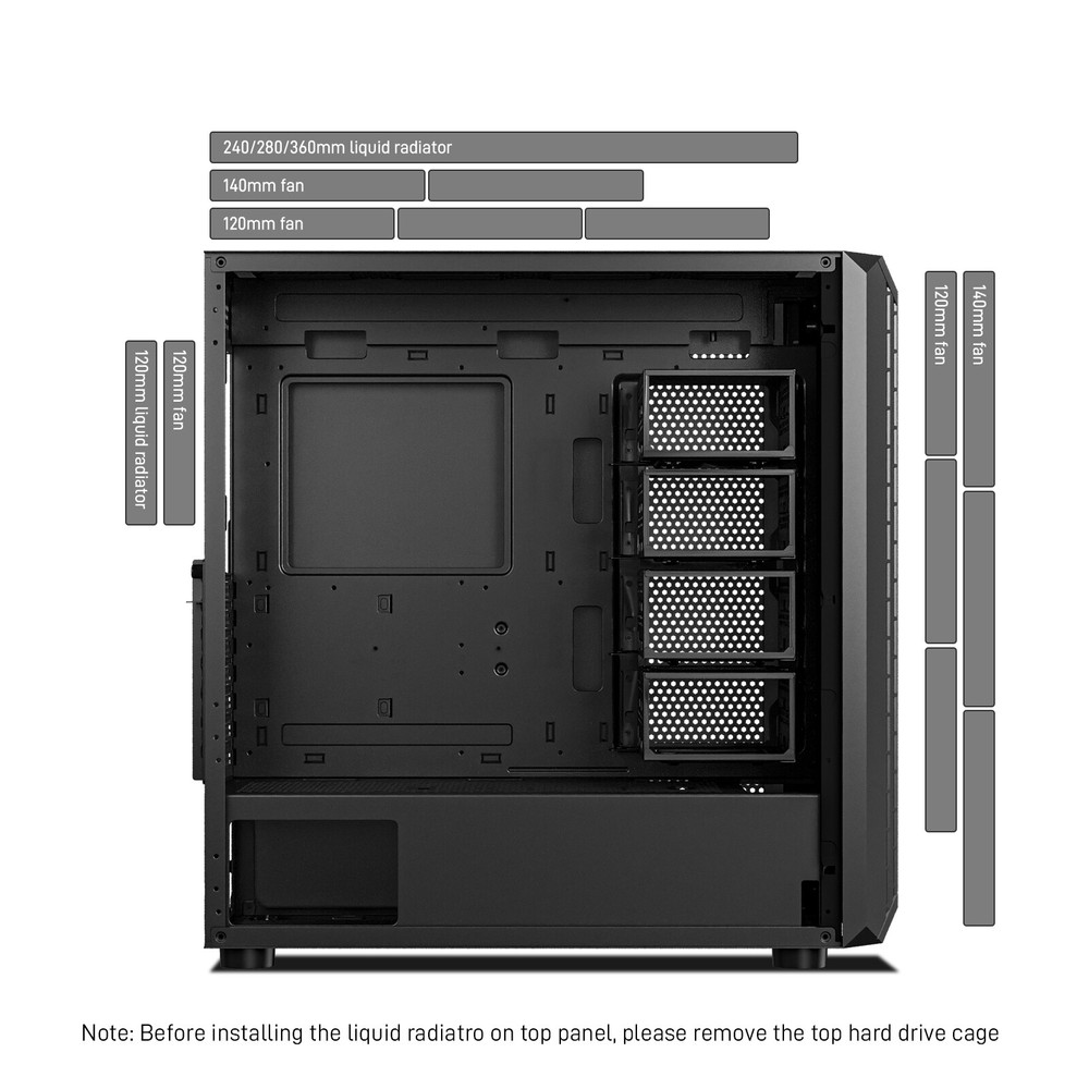 DARKROCK Classico Storage Master Case ATX Computer Case Mid Tower w/ 4x120mm Fan