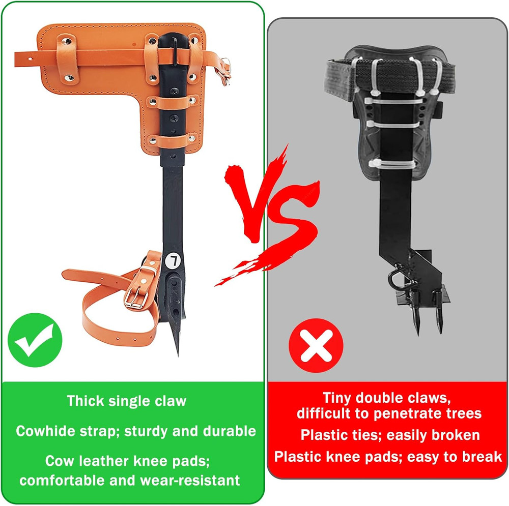 Adjustable Tree Climbing Gear Set with Spikes for Logging & Fruit Picking