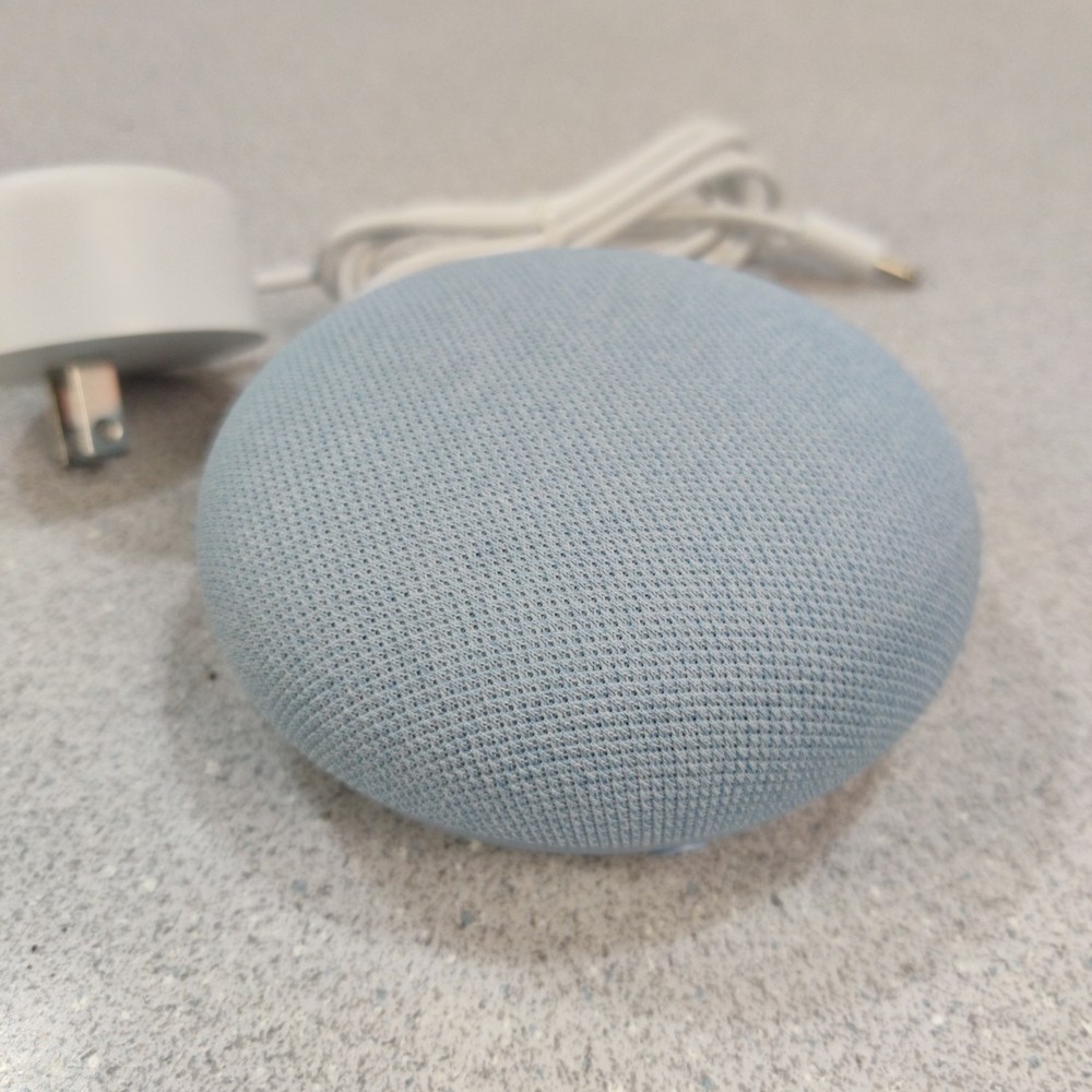 Google Home Mini Smart Speaker Model H2C Light Blue Tested with AC Power Cable