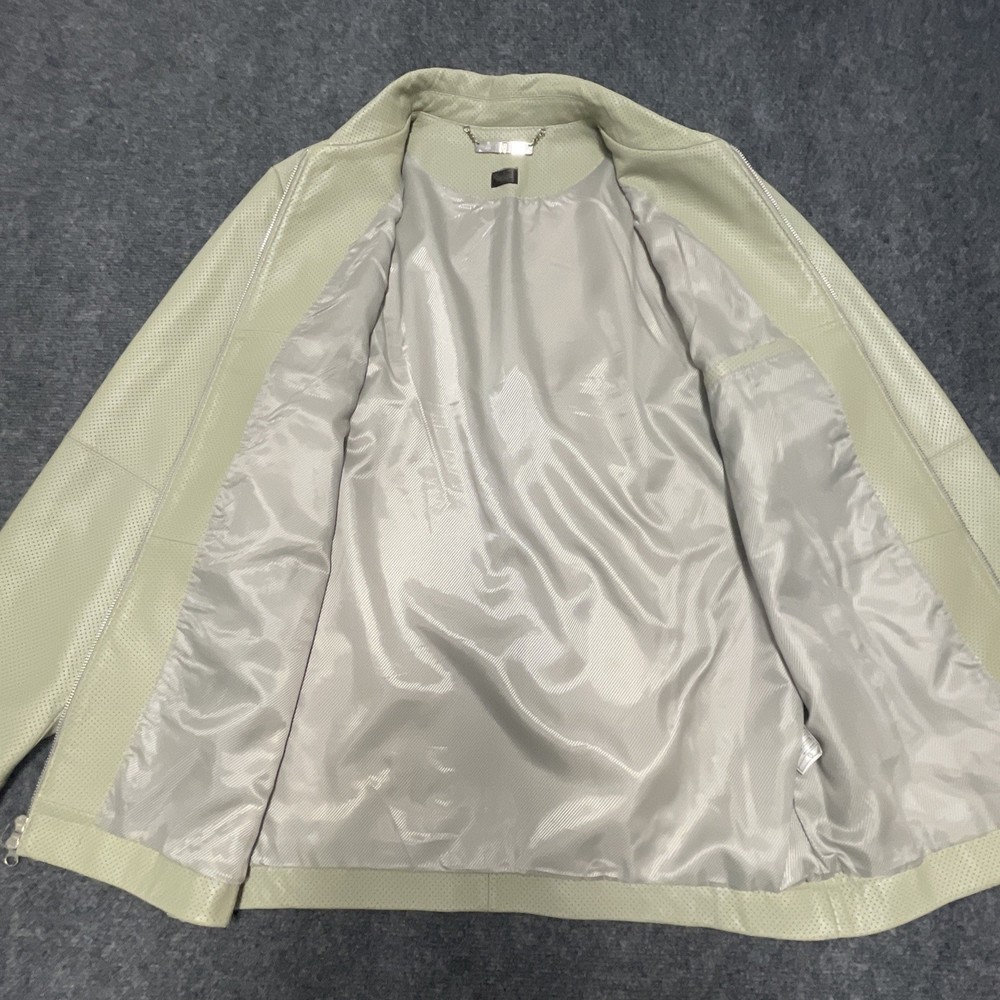 Tiger Woods Collection Light Green 100% Leather Jacket Size Medium EUC