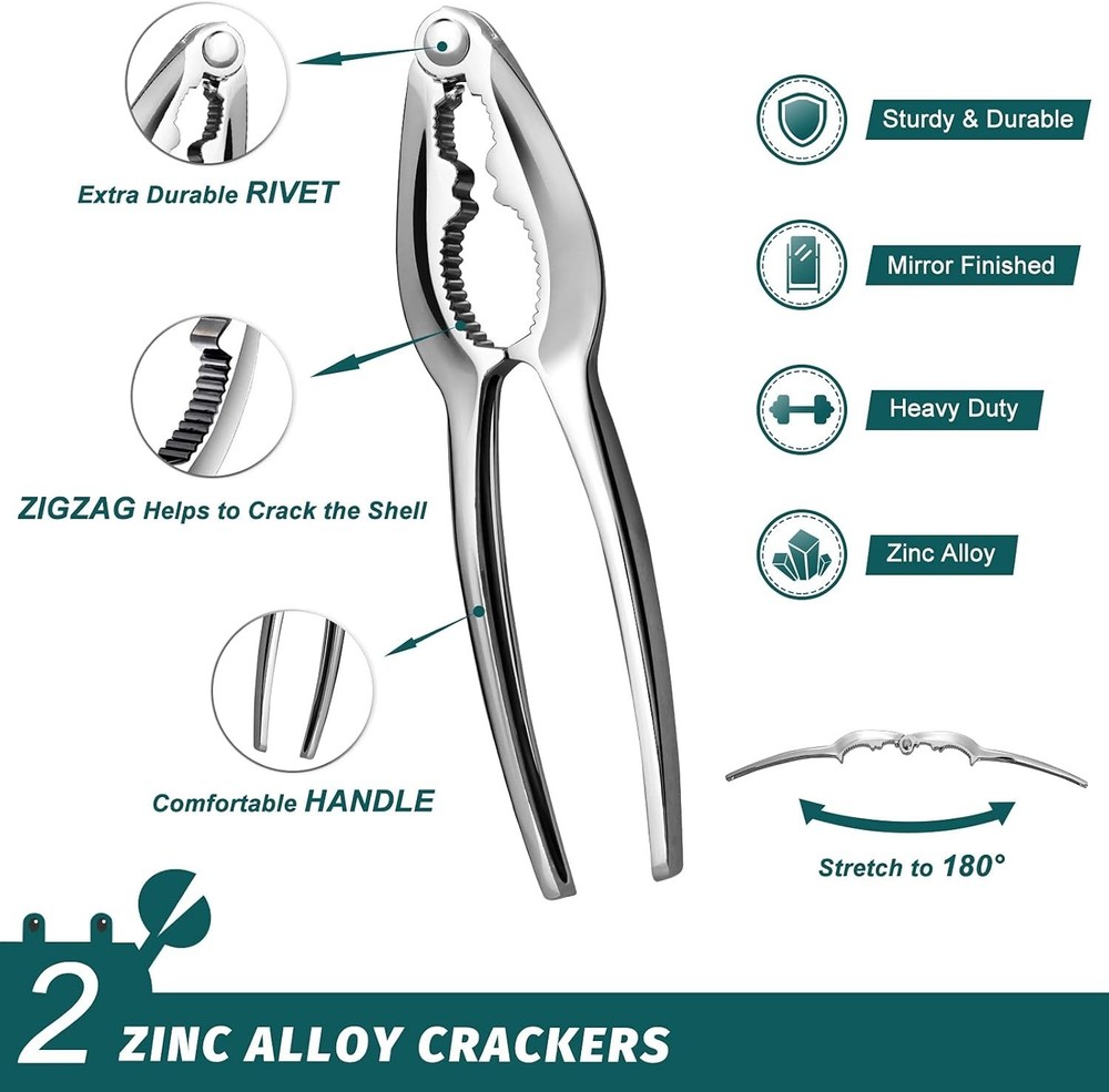 Durable 10-Piece Lobster Cracker & Fork Set - Ergonomic & Dishwasher Safe Tools