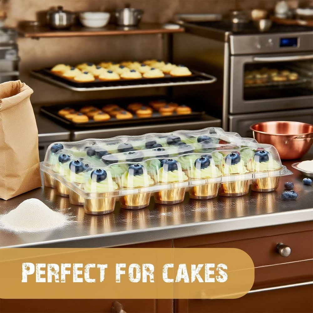 24 PackX10 Sets Count Cupcake Containers Plastic Disposable Boxes Holder