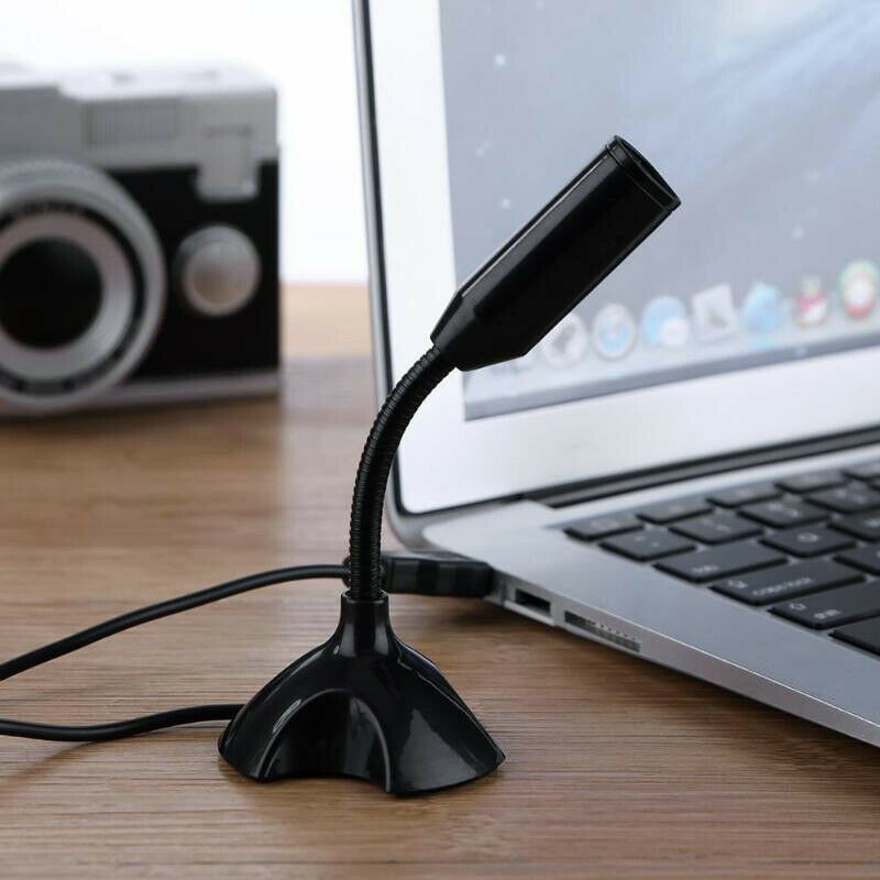 Black USB Mini Desktop Speech Microphone Stand for PC Laptop Computer Notebook D