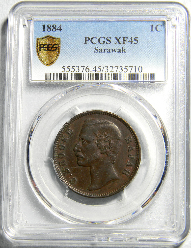 Sarawak British Protectorate Cent 1884 PCGS XF 45 (7-6)