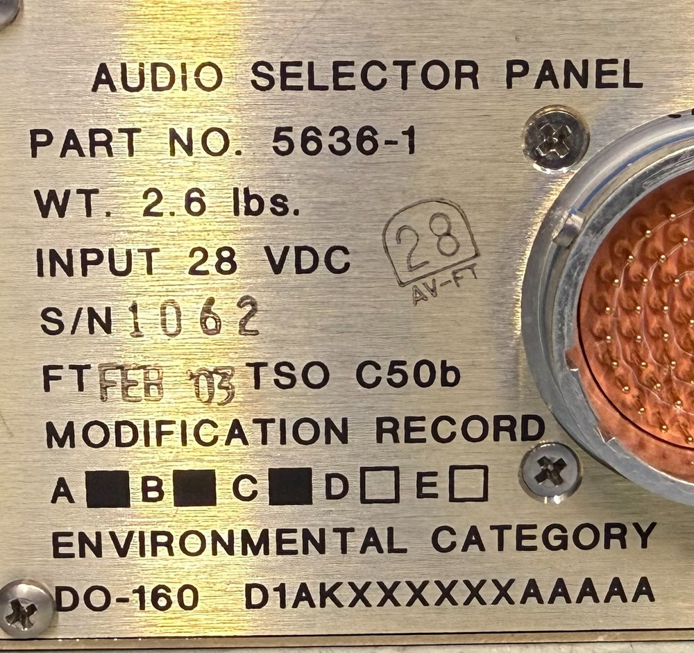 Audio Selector Panel 5636-1 Removed Working