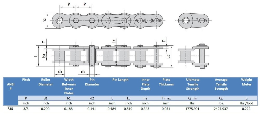 #35 Roller Chain 10 FT FEET + Free Connecting / Master Link + Same Day Shipping