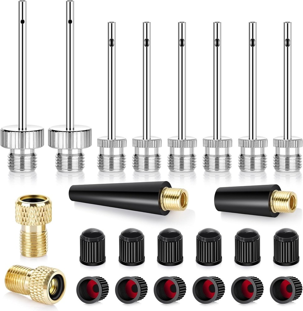 Complete Inflating Solution: Heavy Duty Needles, Adapters & Nozzles - 24 Pcs