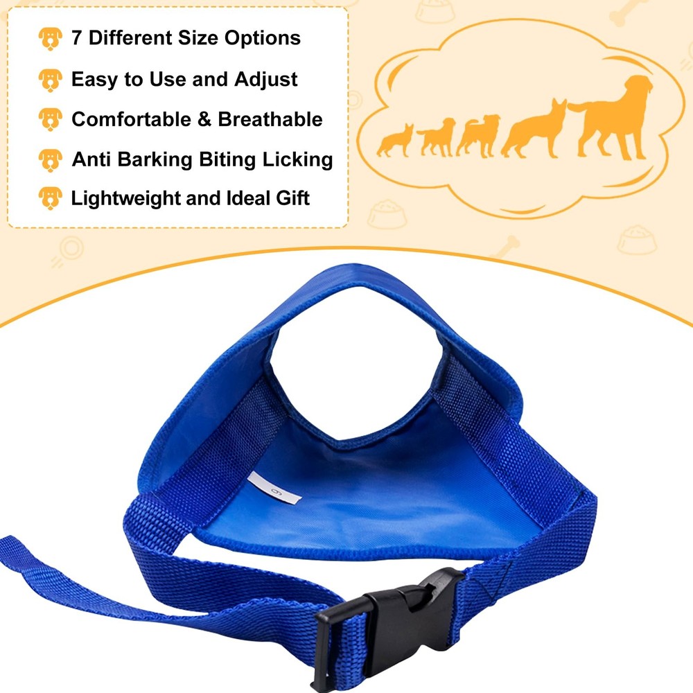 Coppthinktu Dog Muzzle Suit 7PCS Muzzles for Biting Barking Chewing, A-Blue