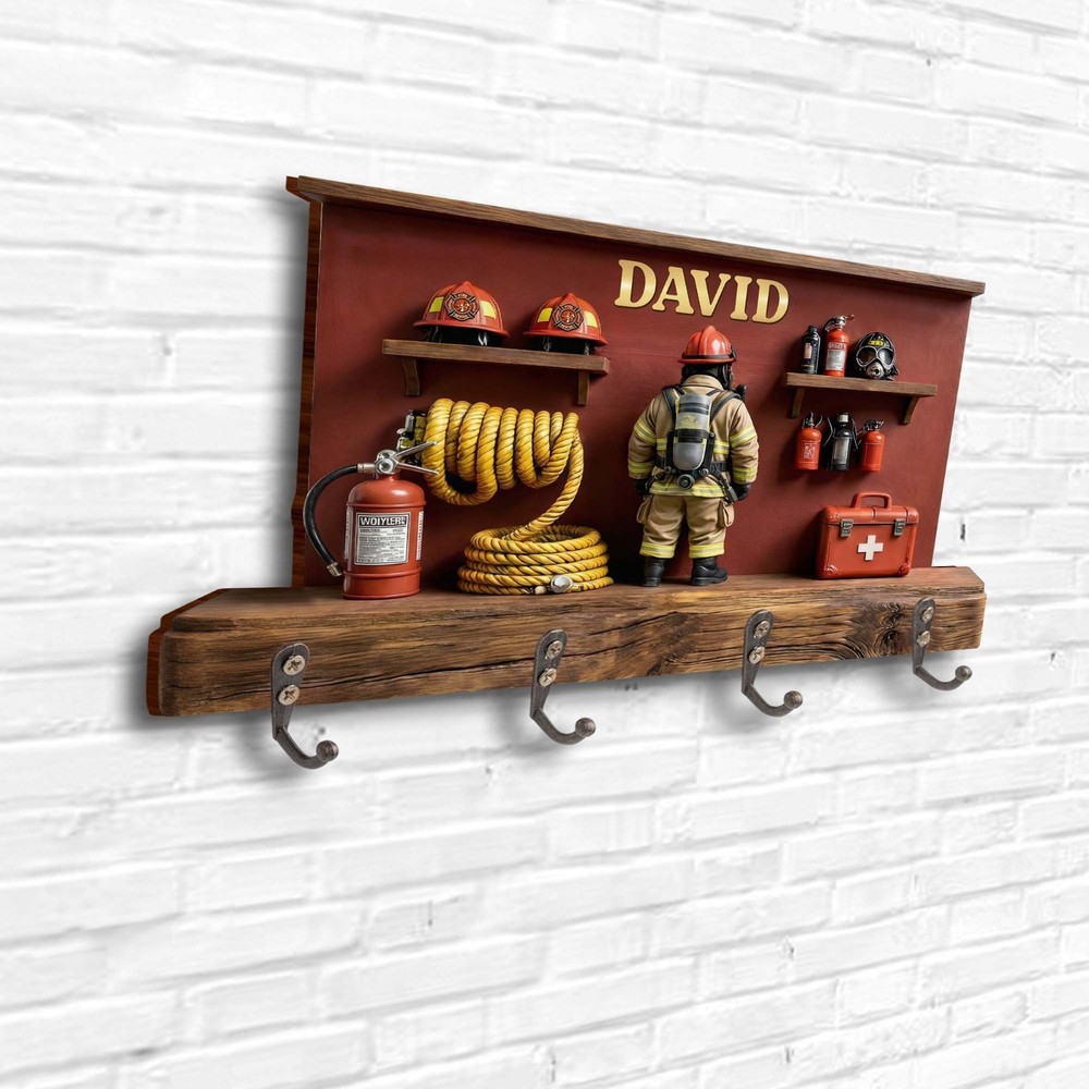 Always Brave Always Ready Firefighter With Helmet - Personalized Key Holder
