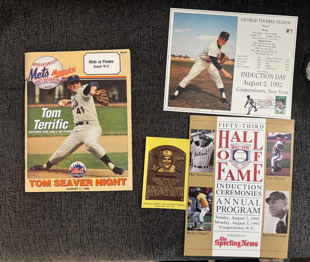 TOM SEAVER NIGHT 1992 PROGRAM 8/11/92 METS W/ EXTRA ITEMS