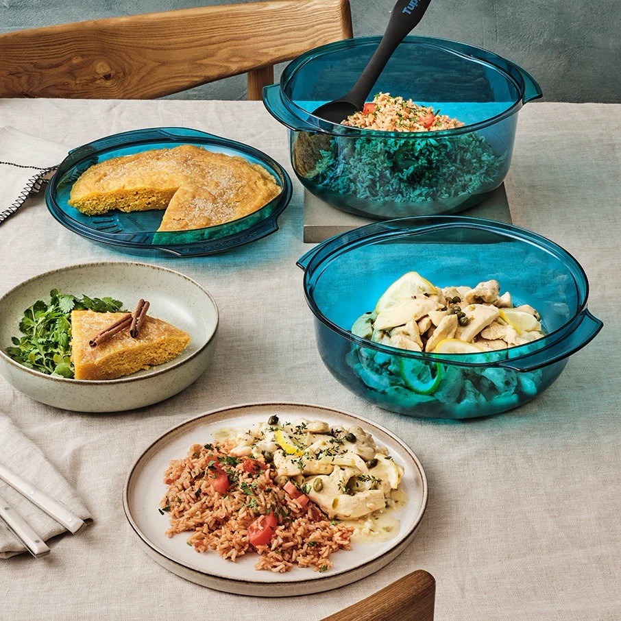 Tupperware Tupperwave Stack Cooker System 7 Piece Microwave Cooking Indigo Blue