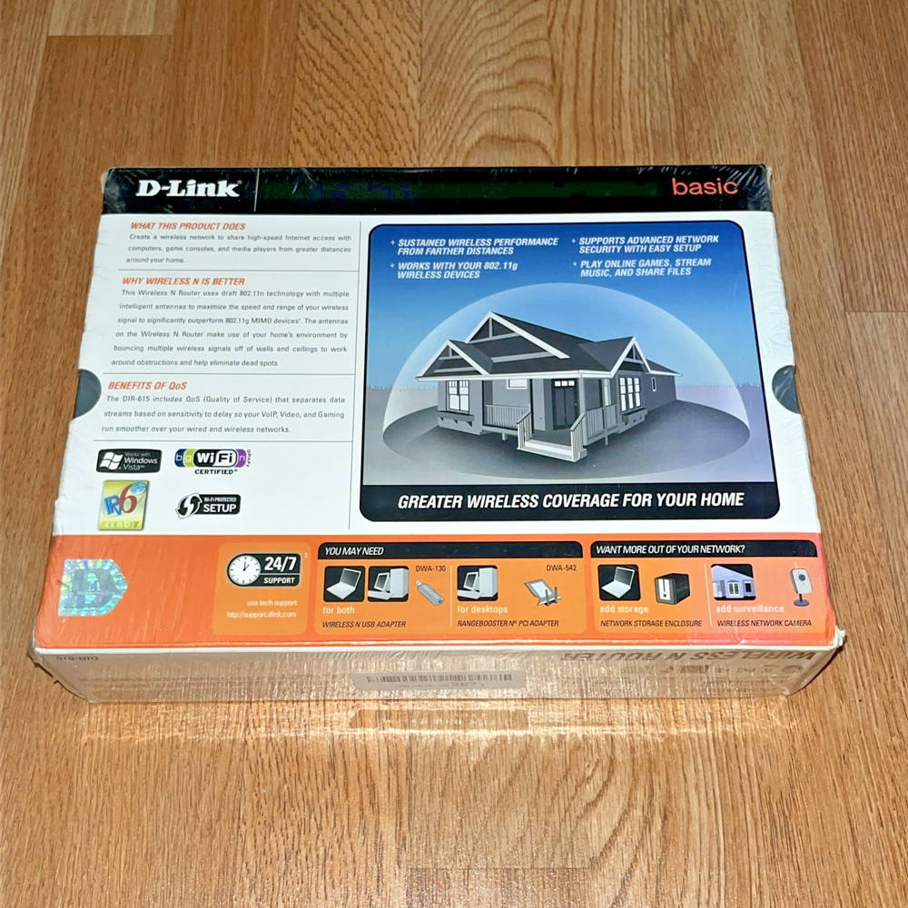 D-LINK BASIC WIRELESS N ROUTER DIR-615 802.11 BRAND NEW SEALED!