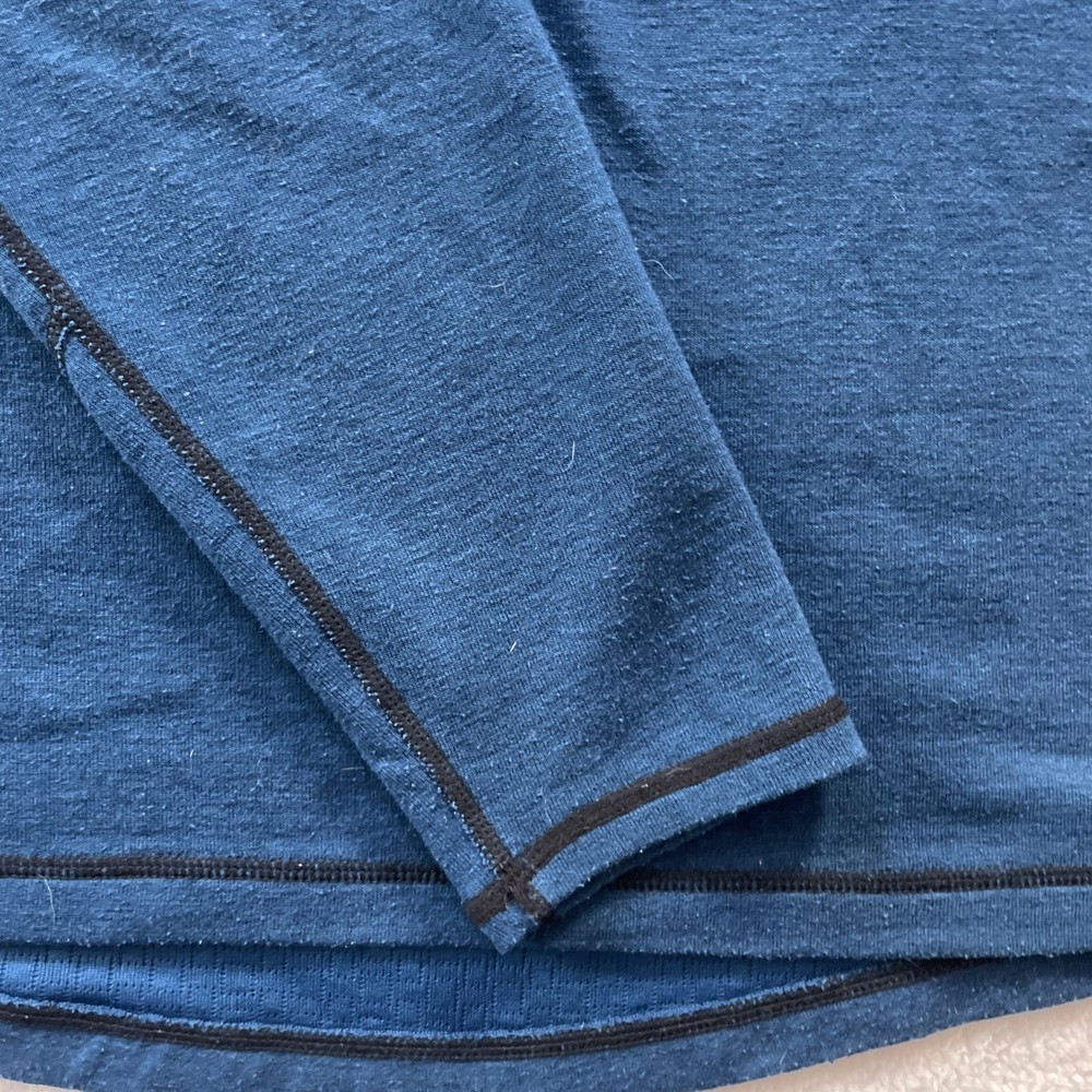 Duluth Trading Co Pullover Mens L Blue Polartec Power Grid Wool Blend 1/4 Zip