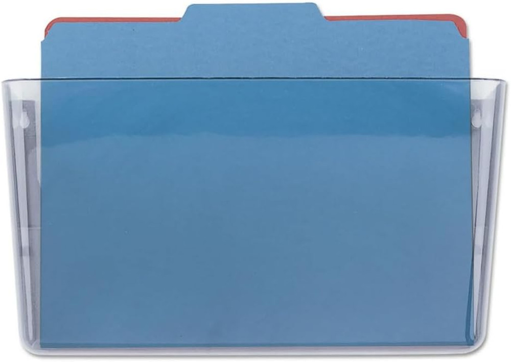 Clear Wall File Holder, Mounted Single Pocket, Letter Size, Expandable, Plastic