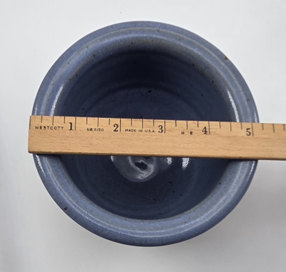 Stoneware Pottery Planter Pot Rustic Glossy Blue Raised Leaf Reddish Matte Small