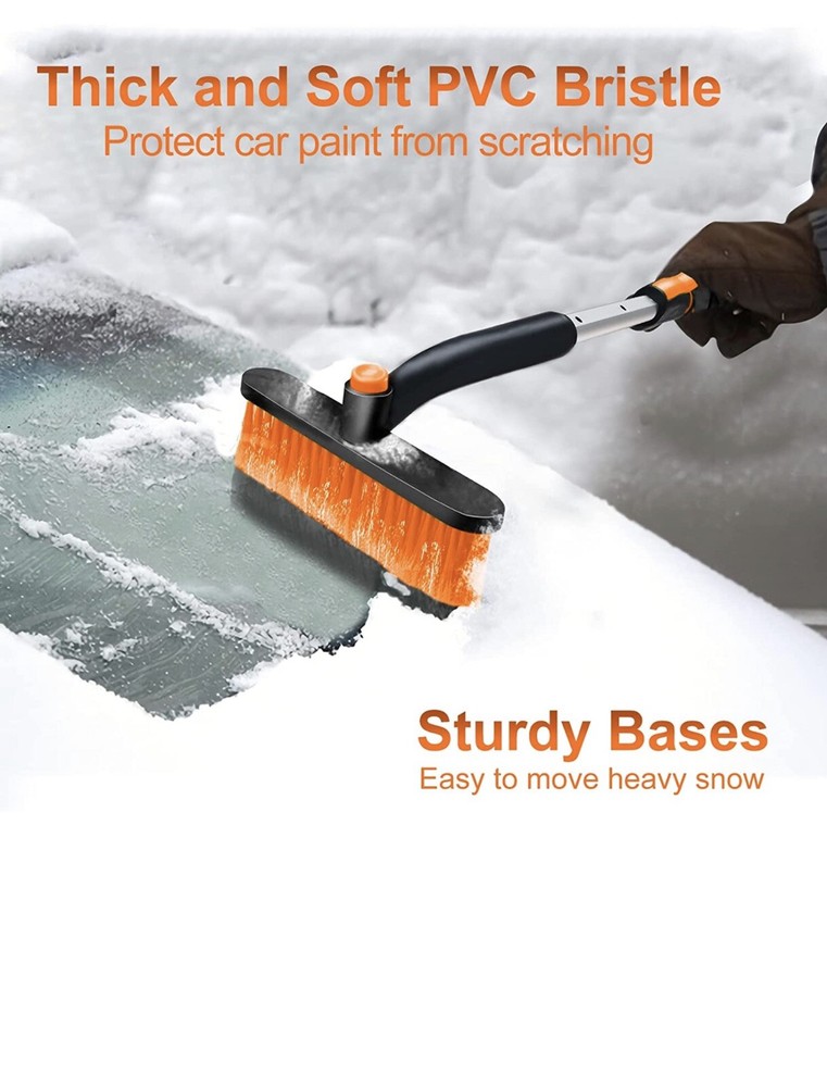 SEAAES ice scraper with Snow Brush for car windshield, Extendable Snow Brush