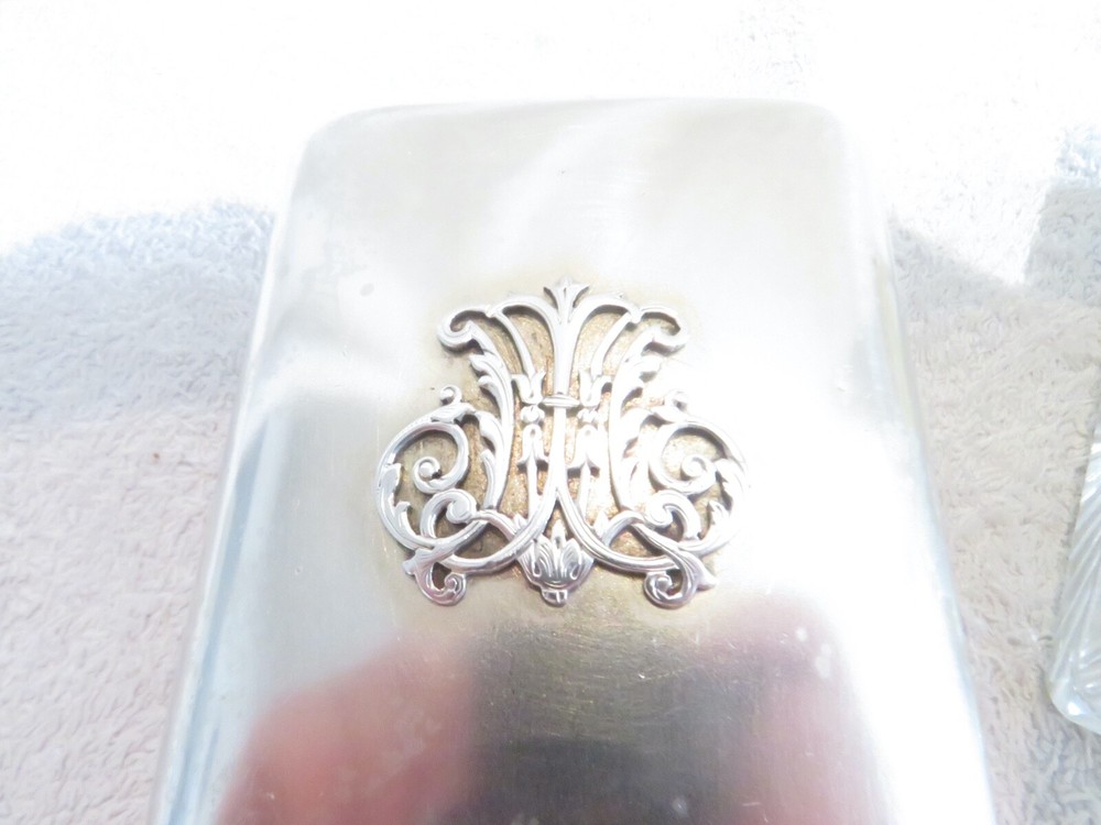 Gorgeous victorian english sterling silver & crystal 2 rectangular boxes London