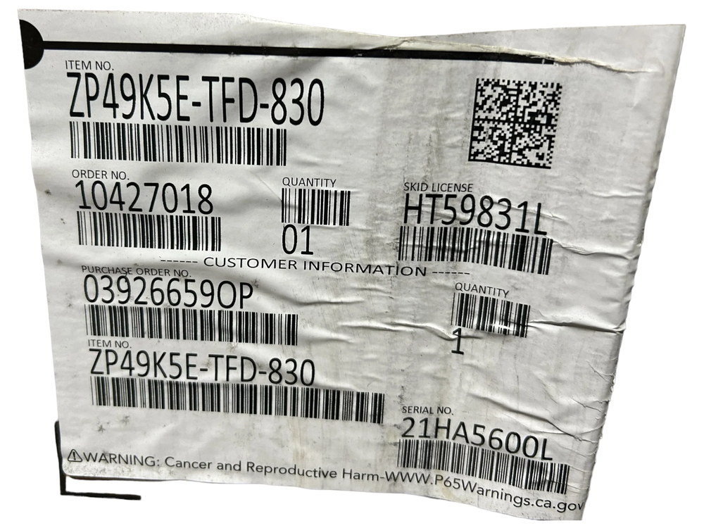 Copeland, Scroll, Compressor, ZP49K5E-TFD-830, 49000 BTU