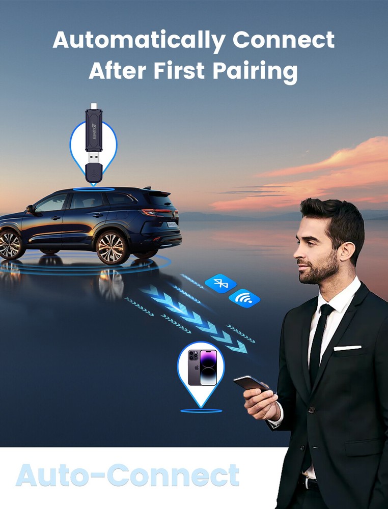 CarlinKit MINI 5.0 Pro 2-in-1 Wireless CarPlay Android Auto Ai Adapter Plug&Play