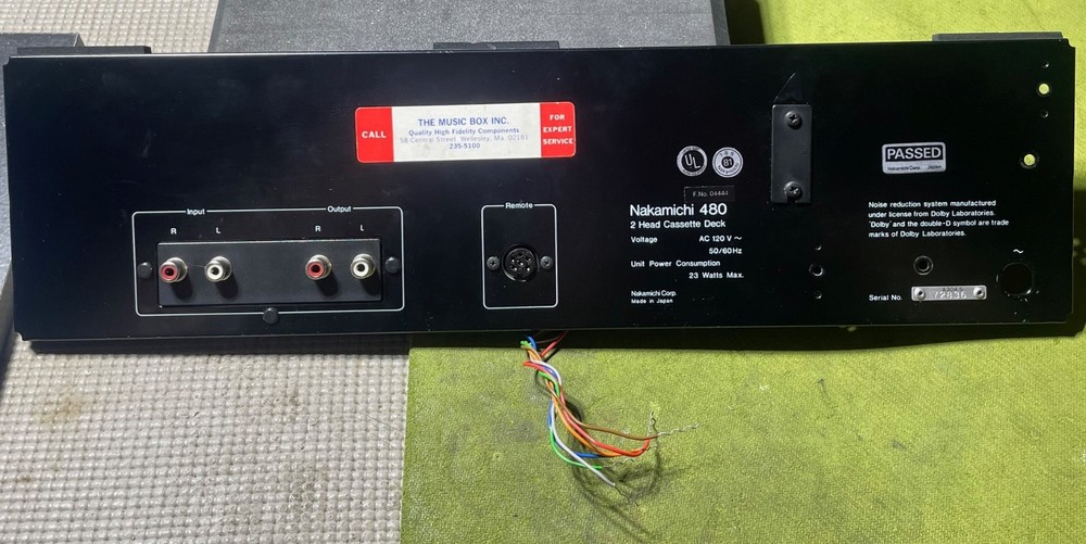 Nakamichi 480 Cassette Deck Part Rear Panel