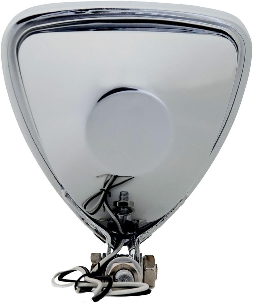 Vintage Motorcycle Chrome Headlight Triangle Front Spotlight Universal Fit