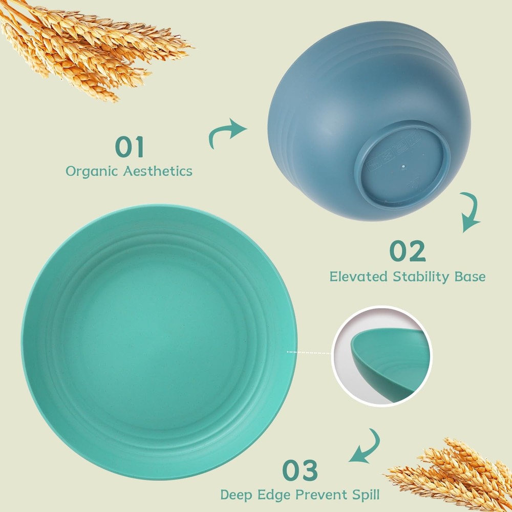 Wheat Straw Dinnerware Sets, Microwave & Dishwasher Safe Unbreakable Dinnerware