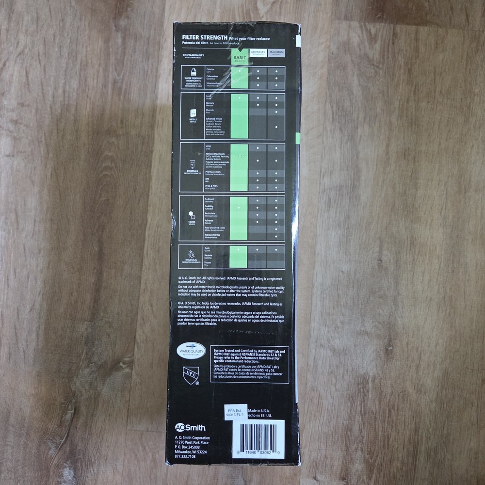 AO Smith Under Sink Main Faucet Filter Filtration System 1449244