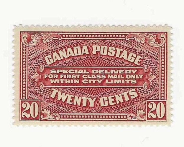 1922 MH Canada Special Delivery 20 cent stamp # E2; CV $100.00