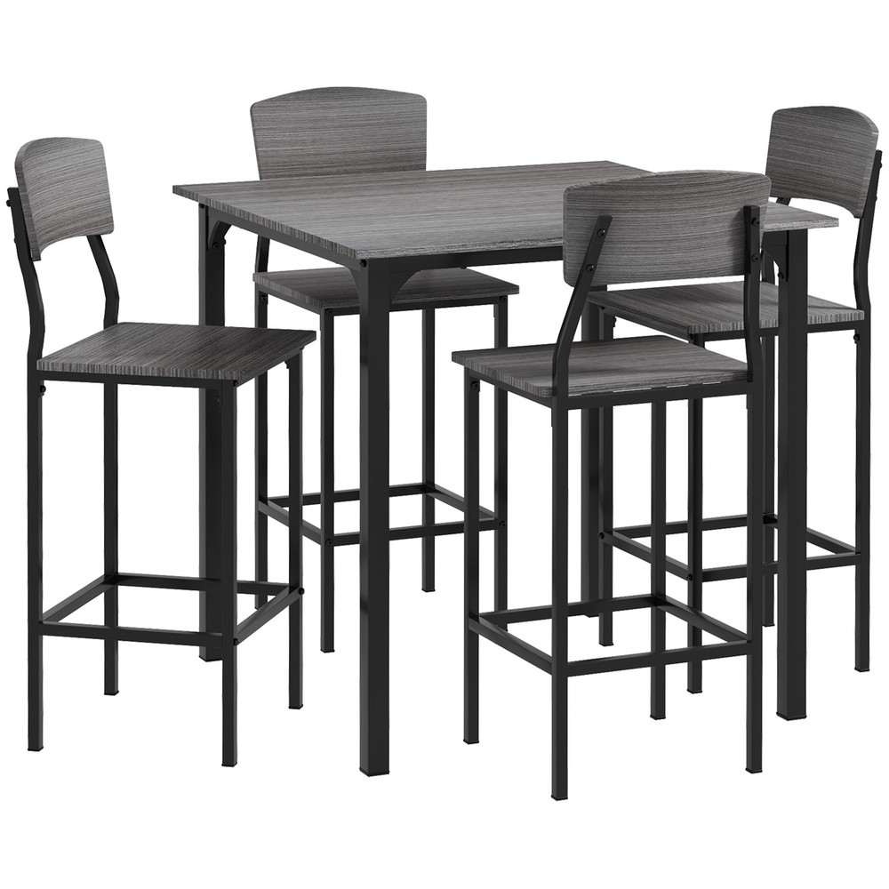 5-Piece Counter Height Bar Table with Space-Saving Design, Square Kitchen Table