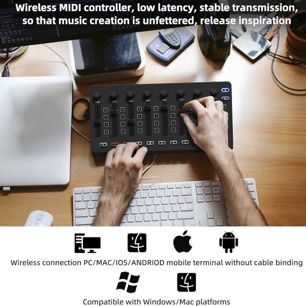M-VAVE SMC-Mixer Wireless MIDI Controller Bluetooth DAW USB Rechargeable