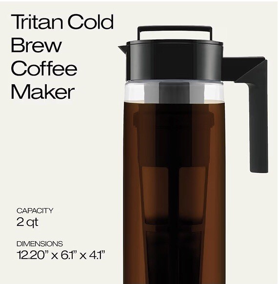 Takeya Tritan Cold Brew Pitcher Black 2 Quart