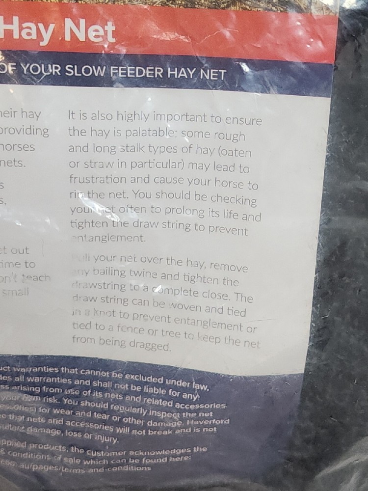 Slow Feeder Hay Net Medium 30mm New
