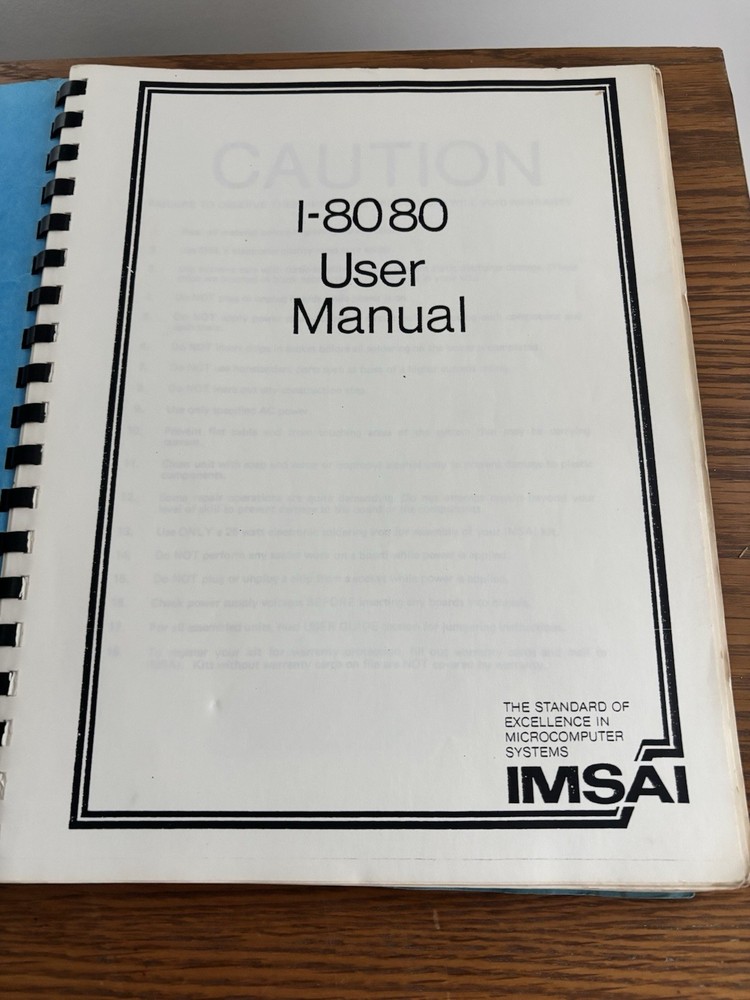 IMSAI 8080 Microcomputer System User Manual All Original S100 Computer Papers