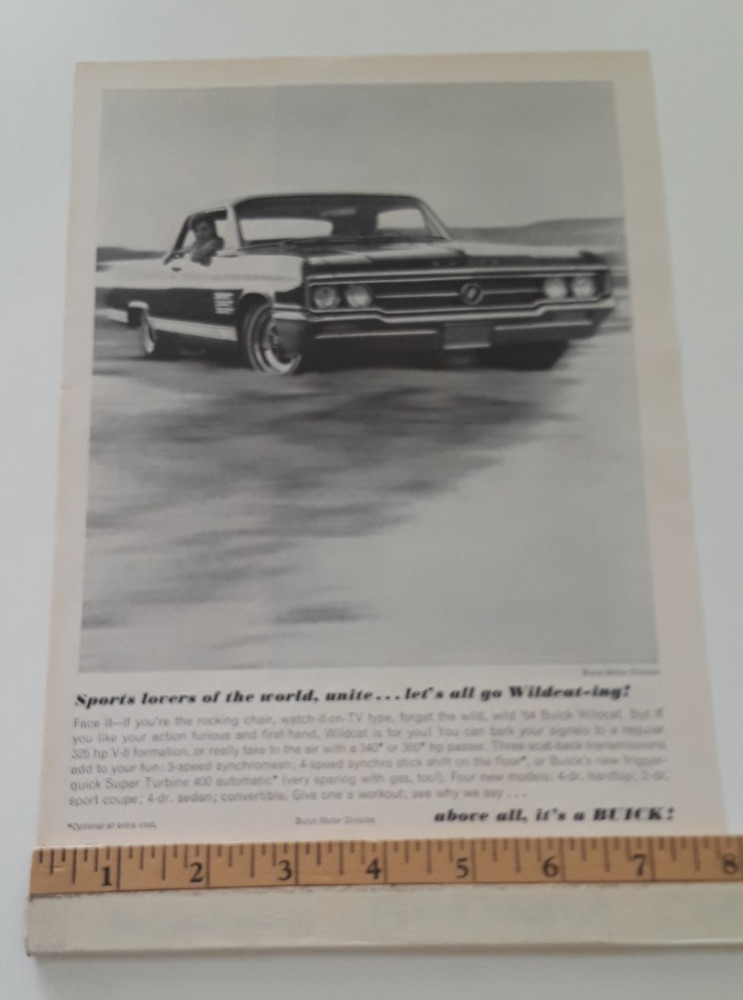 1964 BUICK WILDCAT  ORIGINAL  AD