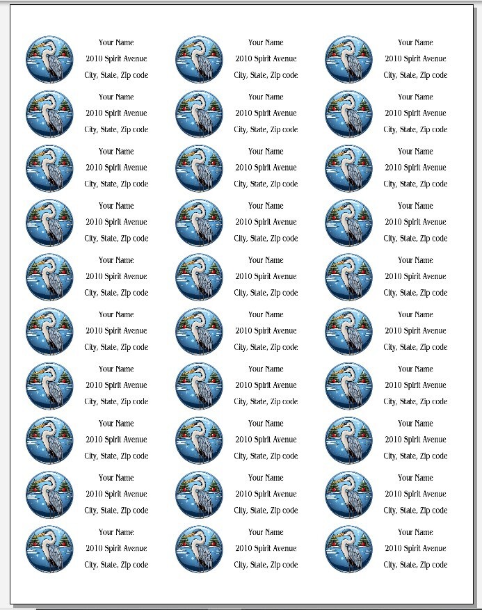 150 Blue Heron Bird Christmas Tree Mailing Return Address Labels Personalized