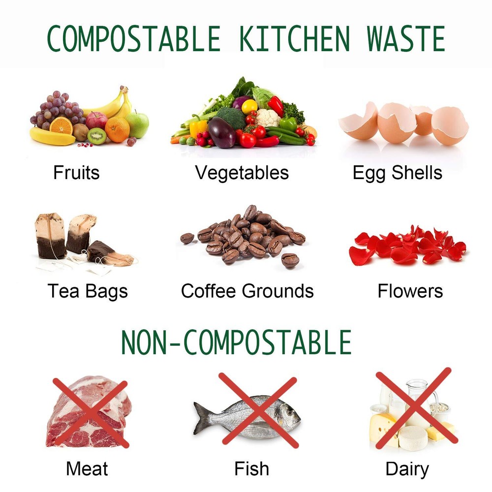 Compost Bin Countertop Compost Bin with Lid Kitchen Compost Container Odorles...