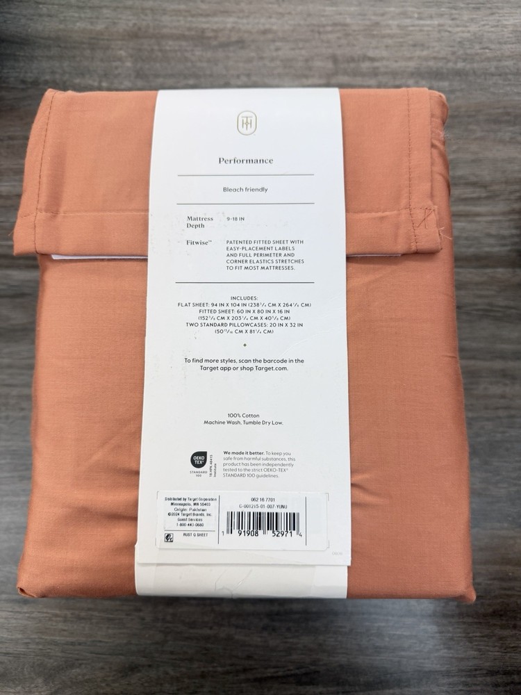 Threshold 400 Thread Count Cotton Sateen 4-Piece Sheet Set Luxurious Queen