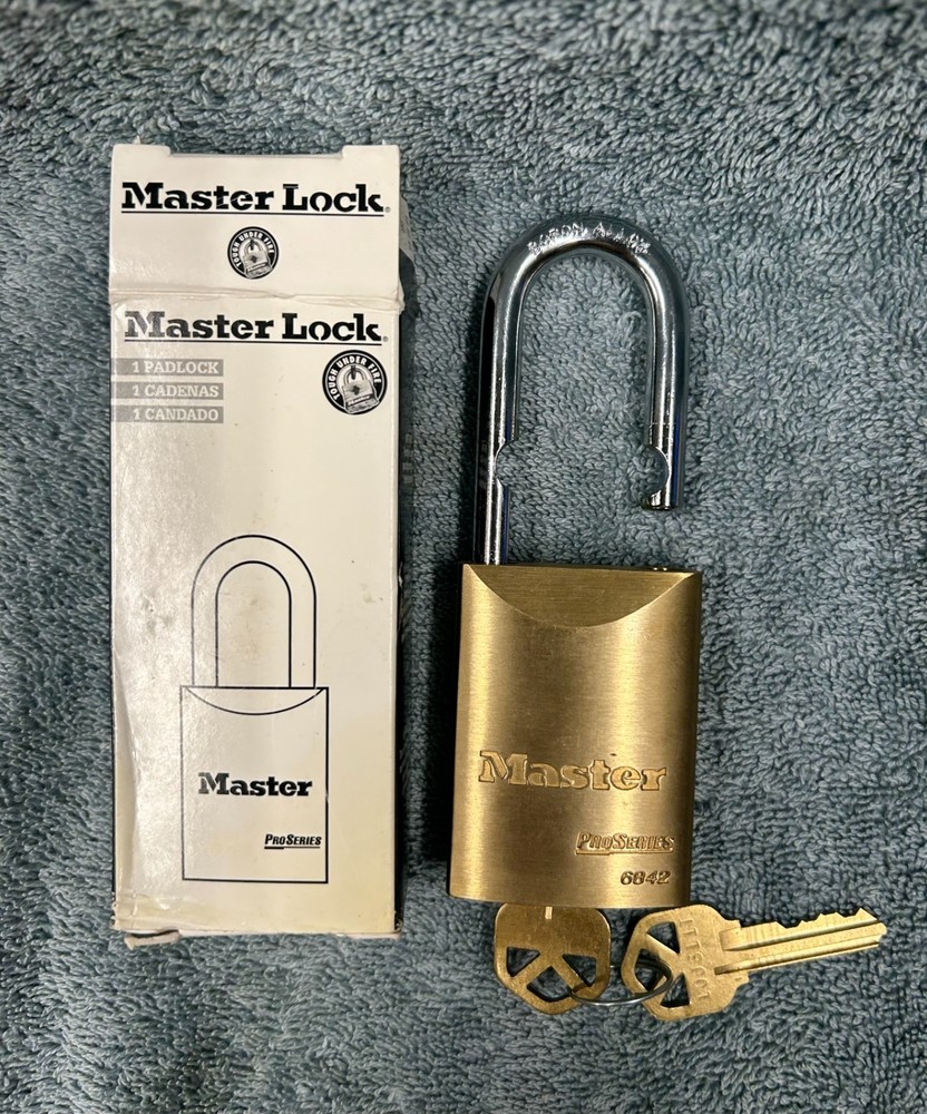 Master Lock Number 6842D125 SOLID Brass Commercial Padlock Kwickset Keyed