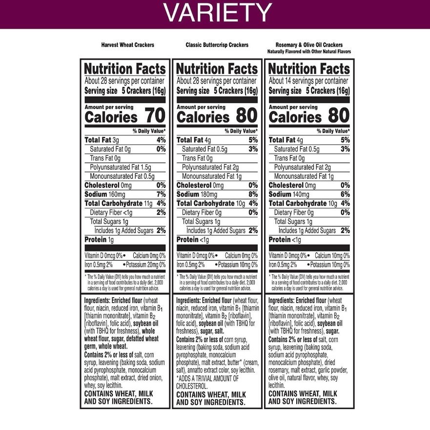 Kellogg’s Toasted Crackers Variety Pack 40oz Assorted Snack Crackers