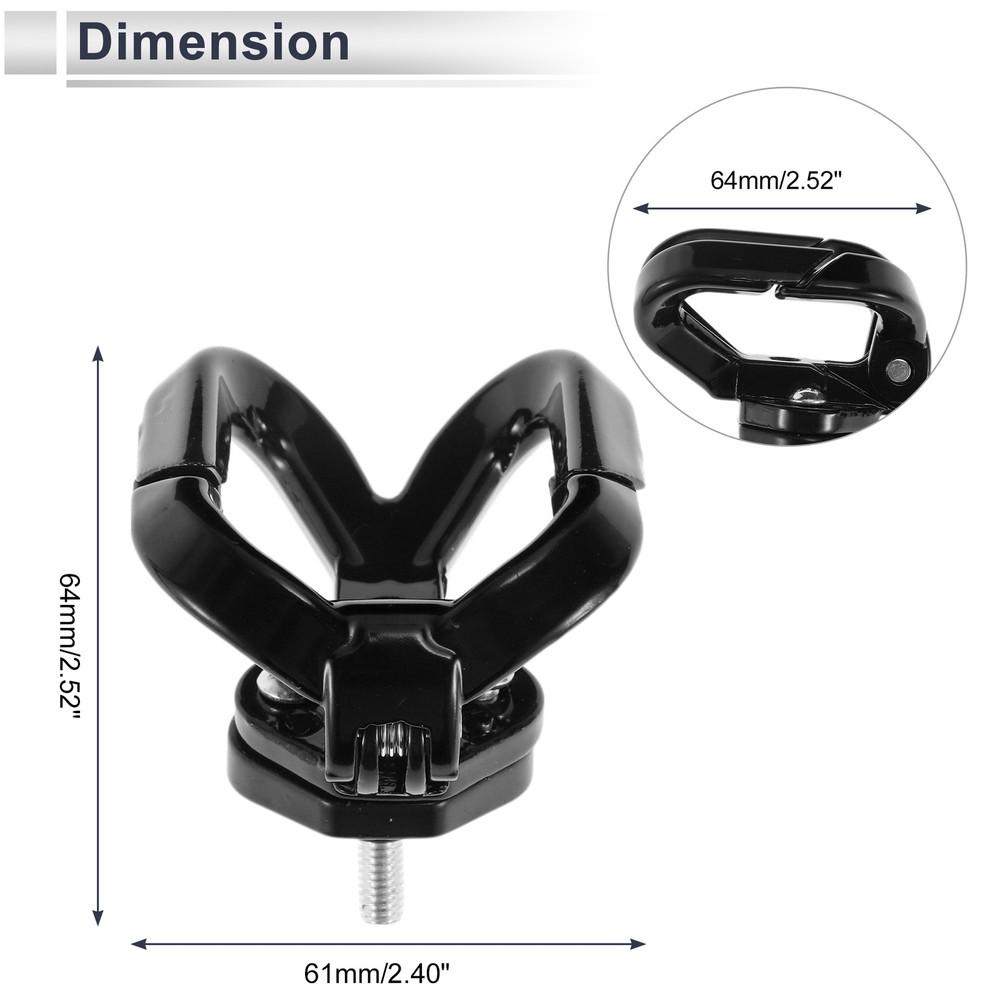 Double Butterfly Hook Open-Closed For Motorcycle 1pc Black