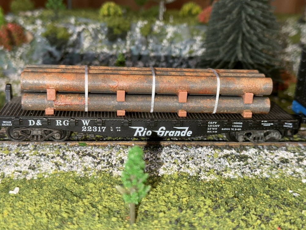 New 1:87 Ho Scale 30FT Rusty Pipe Load (4.5in) (Real Rust)