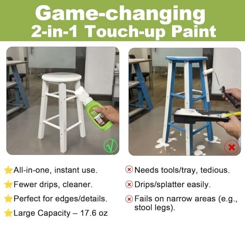 Multi-Surface Touch-Up Paint 17 oz - Fast-Drying, No Sanding, Water-Based (White