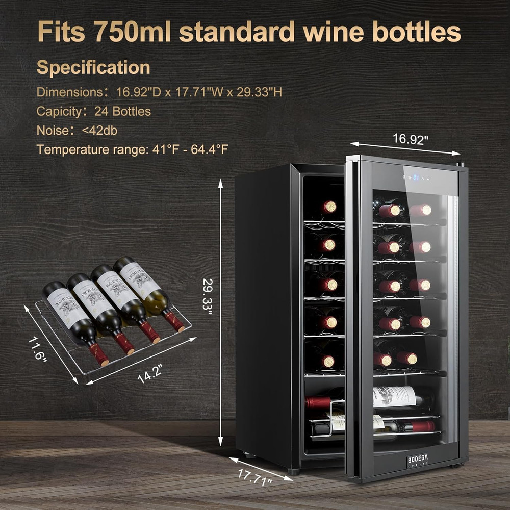 24 Bottle Wine Cooler Mini Fridge Digital Temperature Control Small Refrigerator